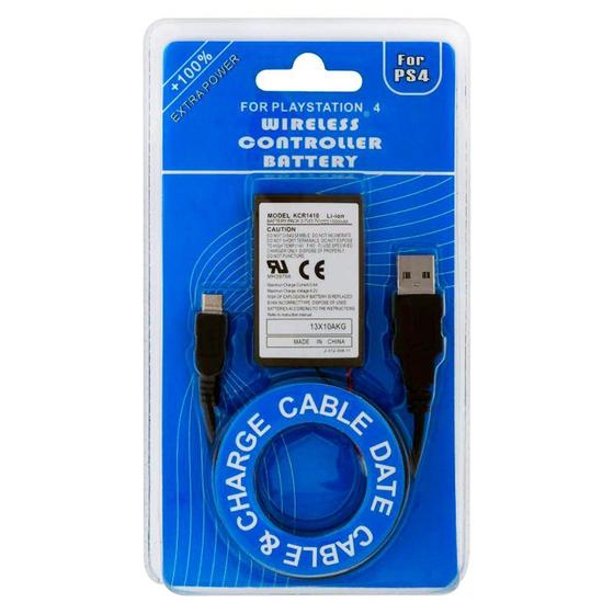 Imagem de Kit Bateria Recarregável 2000mah Para Console Manete Controle Dualshock Playstation 4 PS4 + Cabo USB