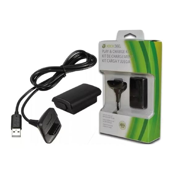Imagem de Kit Bateria Recarregável Para Controle Manete Joystick Sem Fio Xbox 360 + Cabo Usb Carregador incluso