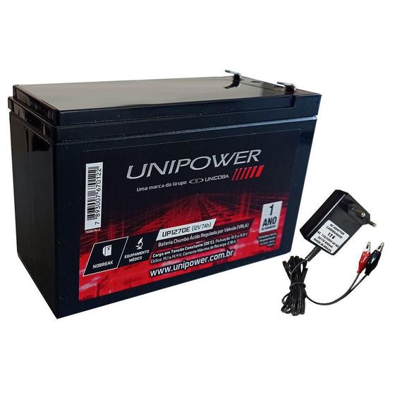 Imagem de Kit Bateria Selada 12V 7ah Unipower + Carregador - Nobreak