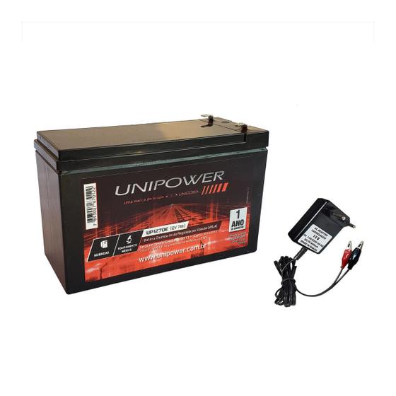 Imagem de Kit Bateria Selada 12V 7ah Unipower + Carregador - Nobreak