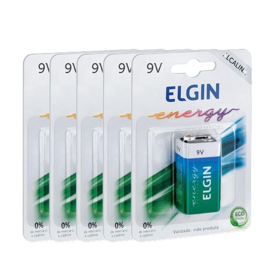 Kit Baterias Alcalina 9V 82158 com 5 Unidades Elgin Menor preço em Kit Baterias Alcalina 9V 82158 com 5 Unidades Elgin
