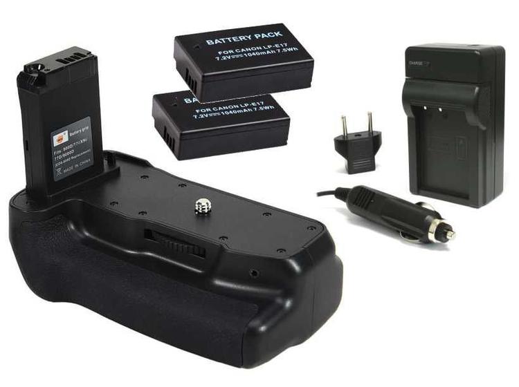 Imagem de Kit Battery Grip para Canon EOS 800D, Rebel T7i, 77D, Kiss X9i + 2 Baterias LP-E17 + 1 Carregador