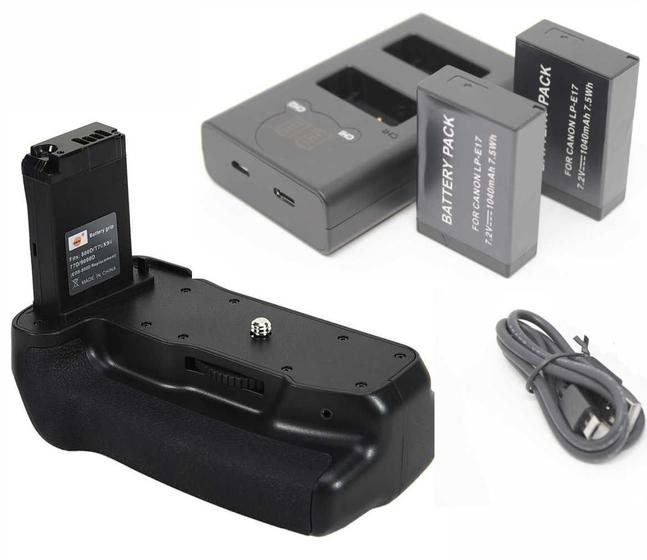 Imagem de Kit Battery Grip para Canon EOS 800D, Rebel T7i, 77D, Kiss X9i + 2 Baterias LP-E17 + Duplo LP-E17 Carregador