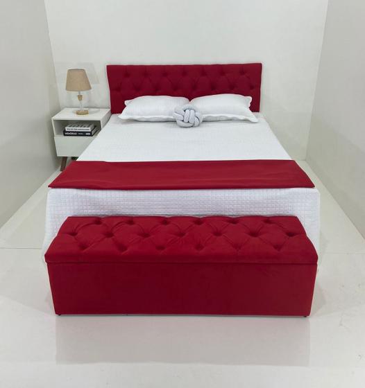 Imagem de Kit Baú Queen e Cabeceira Painel 160cm x 60cm cor Vermelho