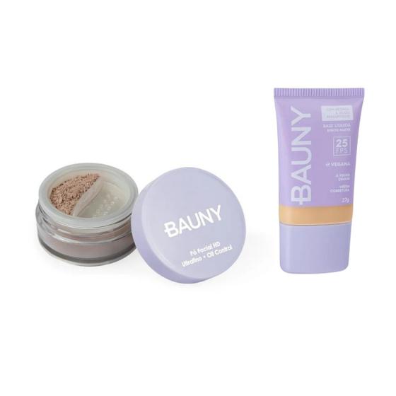 Imagem de Kit Bauny Pó Solto Facial 9g/15g Cor030+Base Matte Cor030