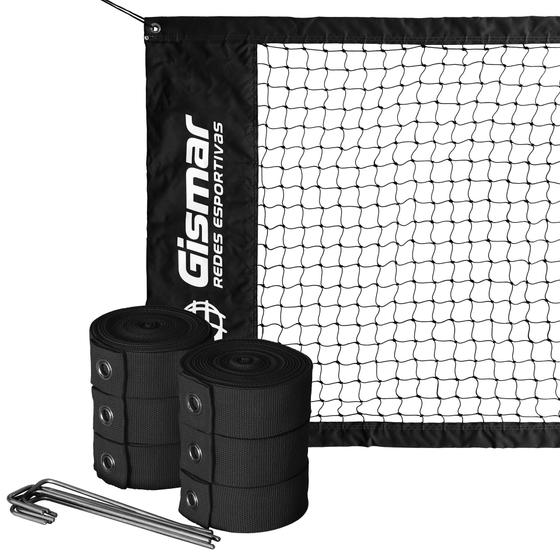 Kit Beach Tennis Preto - Rede Oficial Pro + Fita de Marcação Menor preço em Kit Beach Tennis Preto - Rede Oficial Pro + Fita de Marcação