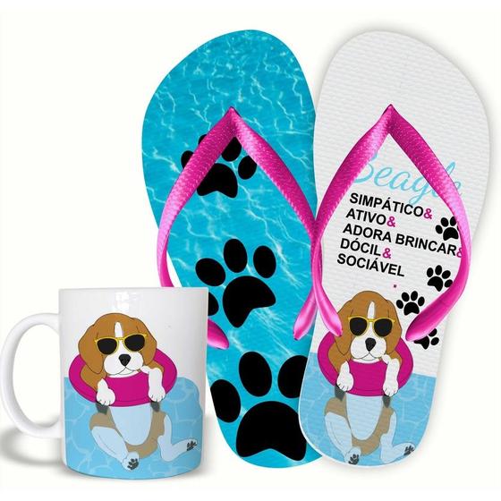 Imagem de KIT Beagle Caneca de Polímero 325ML e Chinelo PET