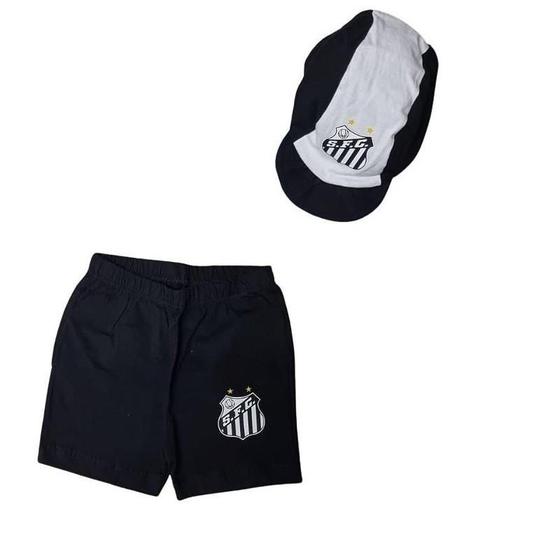 Imagem de Kit Bebê Santos Com Shorts e Boné Oficial