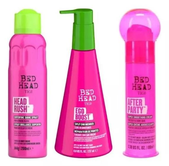 Imagem de Kit bed head spray headrush 200ml e ego boost leave in 237ml e after party smooth 100ml tigi