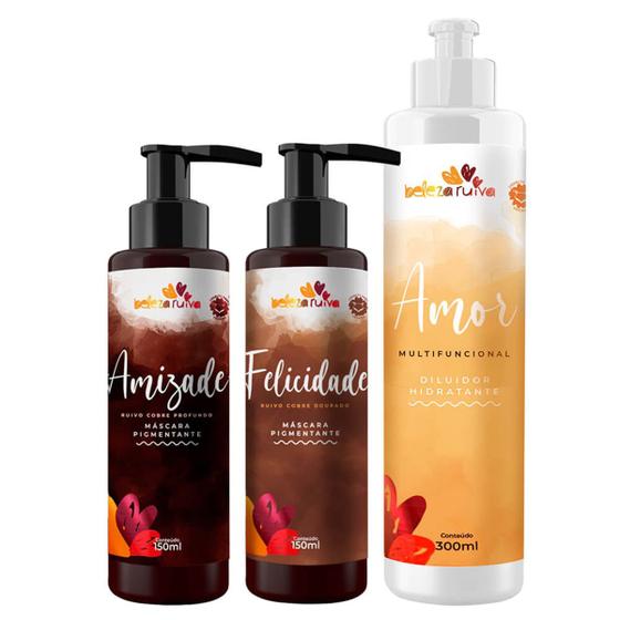 Imagem de Kit Beleza Ruiva Tonalizante Amizade, Felicidade e Diluidor Amor - 300ml