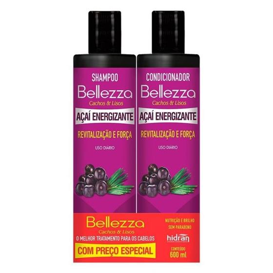 Imagem de Kit bellezza  shampoo+condicionador belleza hidran açai energizante 600 ml