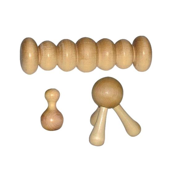 Imagem de Kit Bem Estar 3 Massageadores De Madeira Relaxamento Anti Stress