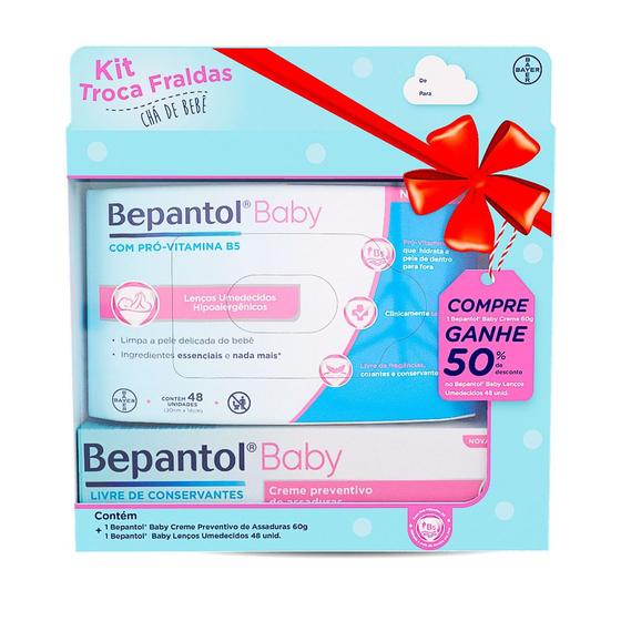 Imagem de Kit Bepantol Baby Troca de Fraldas, Creme Preventivo de assaduras 60g e Lenços Umedecidos com 48 Unidades