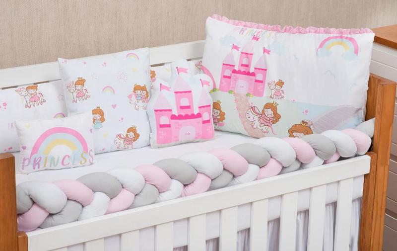 Imagem de Kit Berço 10 Peças Com Enchimento Menina Princesa Trança