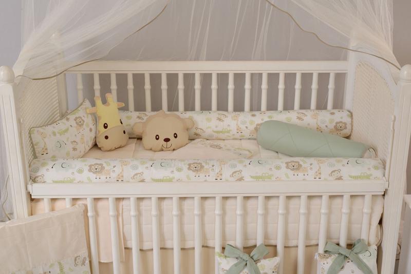 Imagem de Kit Berço Americano Rolinho Safari Baby 10 Peças com Almofadas Decorativas Algodão