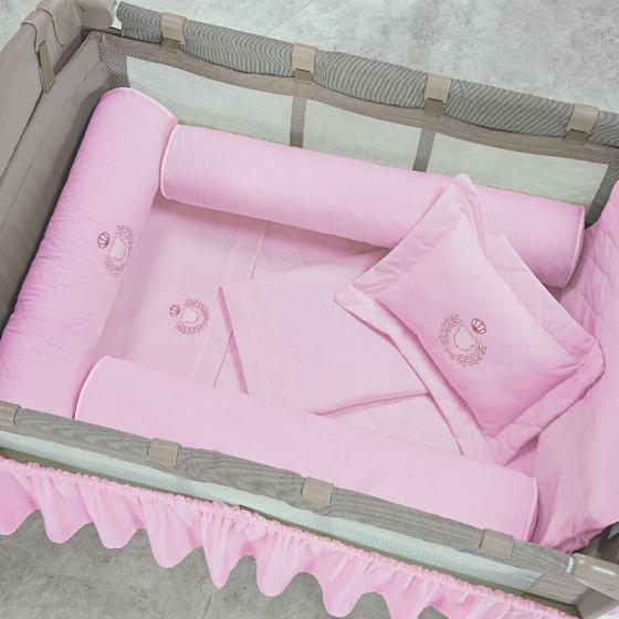 Imagem de Kit Berço Desmontável 8 Peças Urso Rosa Medium