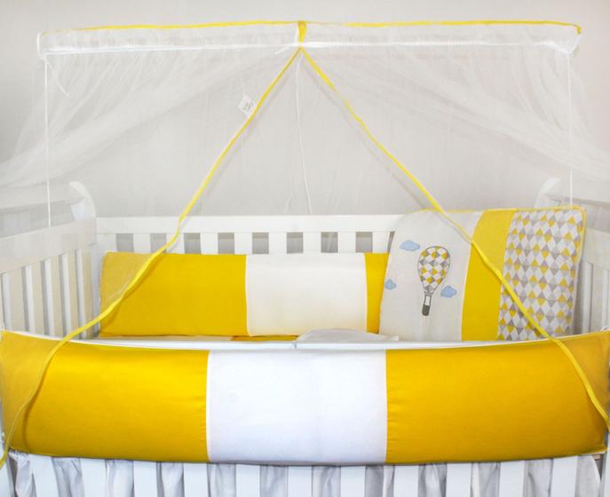 Imagem de Kit Berço Kids com Mosquiteiro Comum - Balão Amarelo