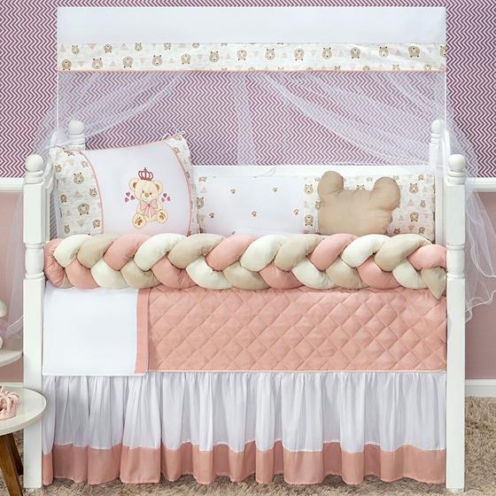 Imagem de Kit berço para quarto do bebê 11 peças Safari  urso luxo rose