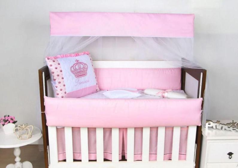 Imagem de Kit Berço Princesa Real Rosa 09 Peças - Coleção Matelado - Happy Baby