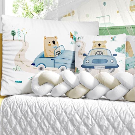 Kit Berço Trança Menino Azul Urso e o Carrinho Grão de Gente Menor preço em Kit Berço Trança Menino Azul Urso e o Carrinho Grão de Gente