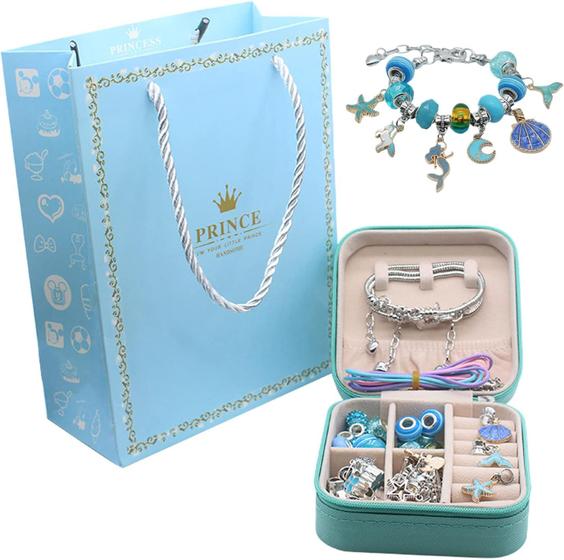 Imagem de Kit Berloque Pulseira Infantil 110pçs Com Porta Joias Linda E Delicada Escolha o Modelo