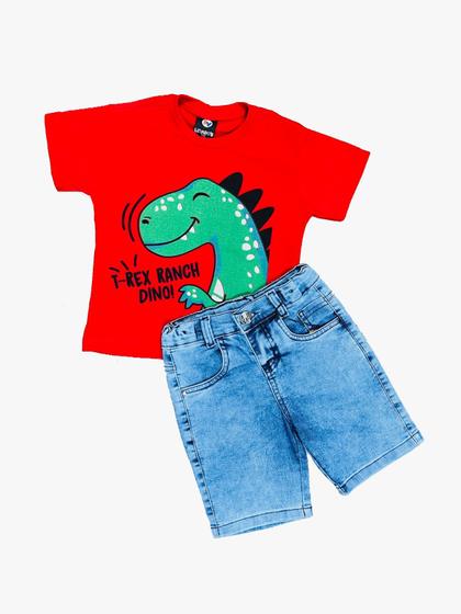 Imagem de Kit Bermuda Jeans Infantil + Camiseta Menino 