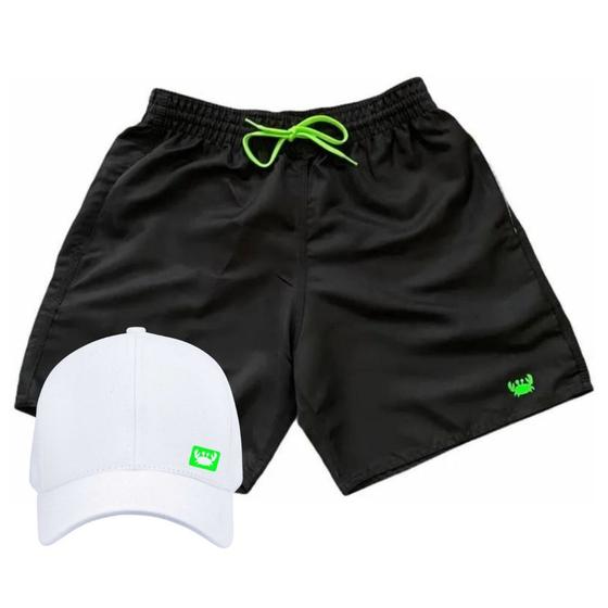 Imagem de Kit Bermuda Masculina Moda Praia Tactel + Boné