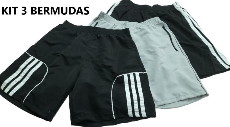 Imagem de kit Bermuda Shorts Maculino 38 ao 44 Tactel, Academia, Lazer, Treino, Esporte