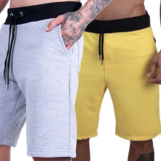 Imagem de Kit Bermudas Shorts Plus Size Grande Masculinas Lisa Veste Até G5 Corrida