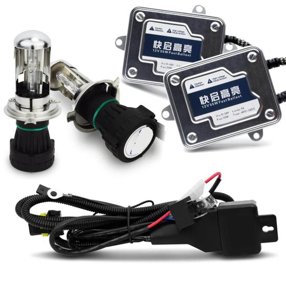 Kit Bi Xenon H4-3 H4 Alto Baixo 55w 3000k 4300k 6000k 8000k Menor preço em Kit Bi Xenon H4-3 H4 Alto Baixo 55w 3000k 4300k 6000k 8000k