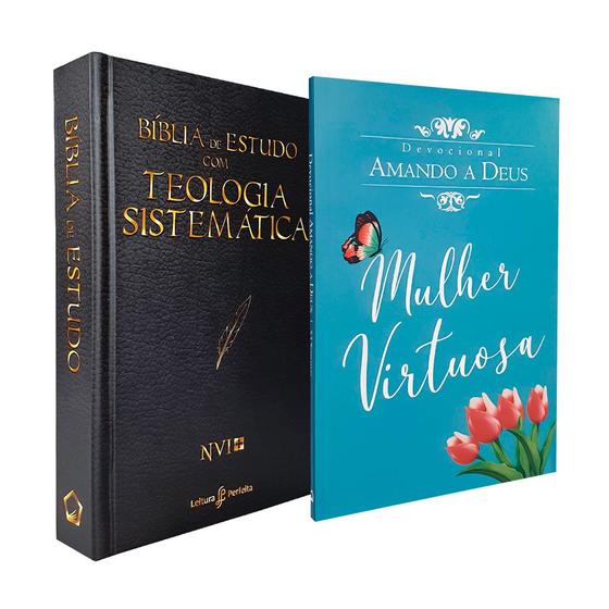 Imagem de Kit  Bíblia de Estudo Teologia Sistemática  NVI + Devocional Amando a Deus - Mulher Virtuosa - Livraria Cristã Emmerick