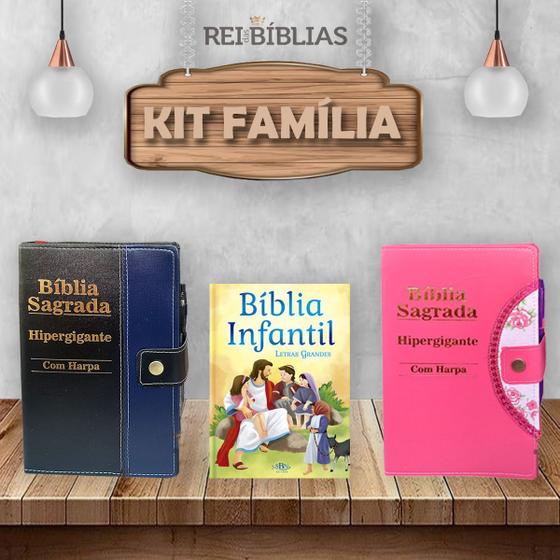 Imagem de Kit Bíblia Familia - 2 Hipergigante + 1 Bíblia Infantil Letras Grandes - Ilustrada