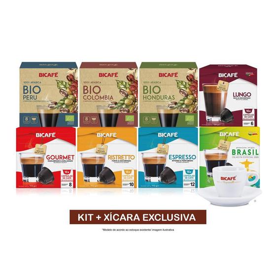 Kit Bicafé 116 Cápsulas de cafés + Xícara Exclusiva Cápsula de Café