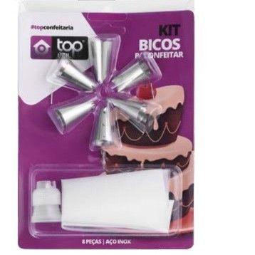 Imagem de Kit Bico de Confeitar 7 Bicos Inox + Saco de confeitar Resistente+ Adaptador Decoração de Bolos