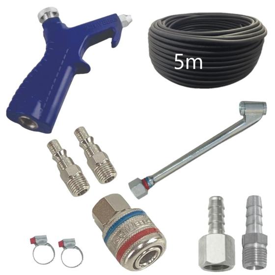 Imagem de Kit Bico Encher Pneu Com Engate Rápido Assoprador Pinos