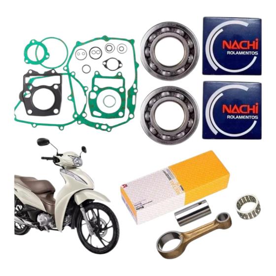 Imagem de Kit Biela Honda Biz 125 Rolamento Virabrequim Nachi E Juntas