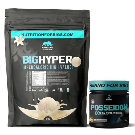 Imagem de Kit BigHyper 3Kg + Pré Treino Laranja C/ Morango Nutrition