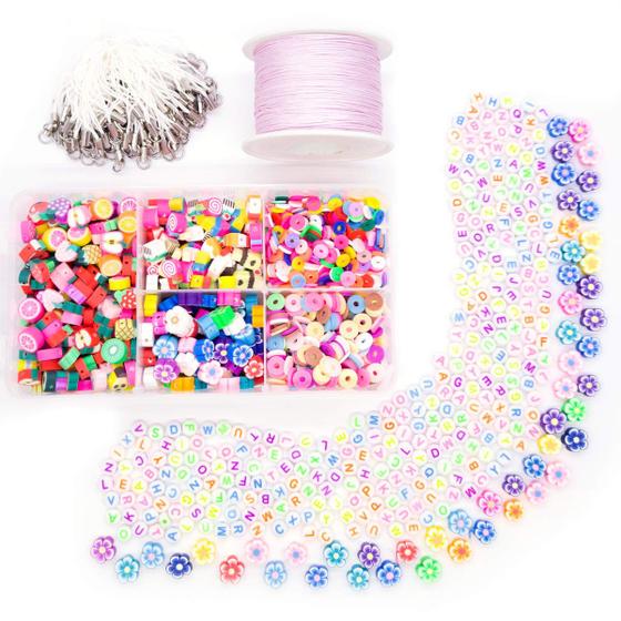 Imagem de Kit Bijuteria Strap Phone Fimo 1500 Pçs + Caixa Divisória Miçanga Colar