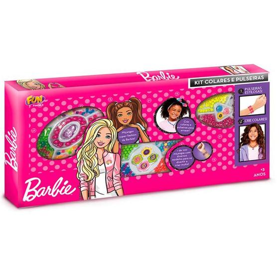 Imagem de Kit Bijuterias e Miçangas Infantil - Colares e Pulseiras - Barbie - Fun