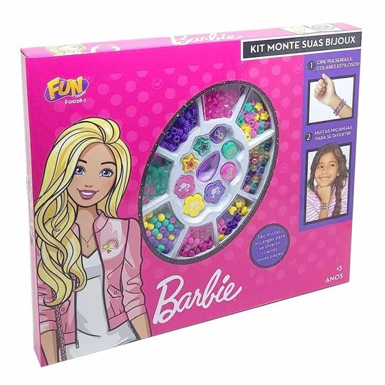 Imagem de Kit Bijuterias e Miçangas Infantil - Monte suas Bijoux - Barbie - Fun