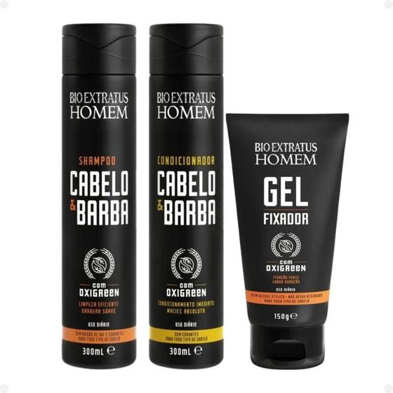 Imagem de Kit Bio Extratus Homem Cabelo & Barba Com 3 Gel