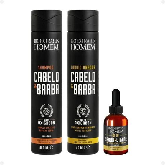 Imagem de Kit Bio Extratus Homem Cabelo & Barba Com 3 Óleo