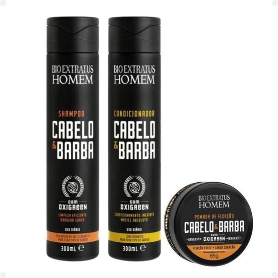 Imagem de Kit Bio Extratus Homem Cabelo & Barba Com 3 Pomada