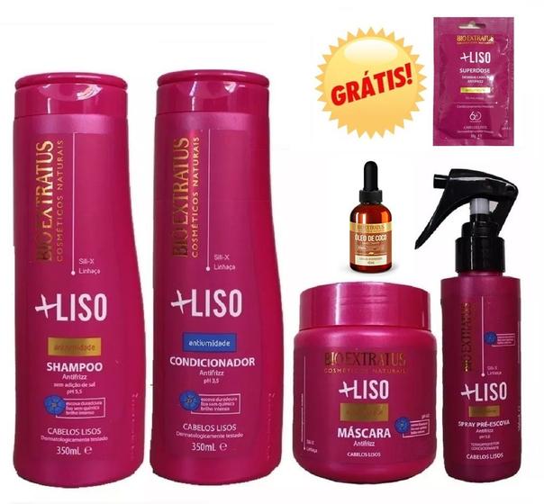Imagem de Kit Bio Extratus +liso Linha Inteira 5 Itens+ Óleo de Coco