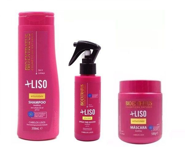 Imagem de Kit Bio Extratus Mais Liso Sem Frizz  Shampoo Mascara Spray