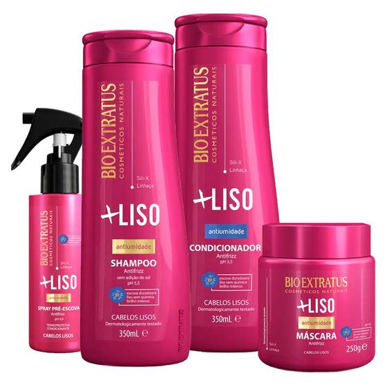 Imagem de Kit Bio Extratus Mais Liso Shampoo Condicionador Máscara Spray