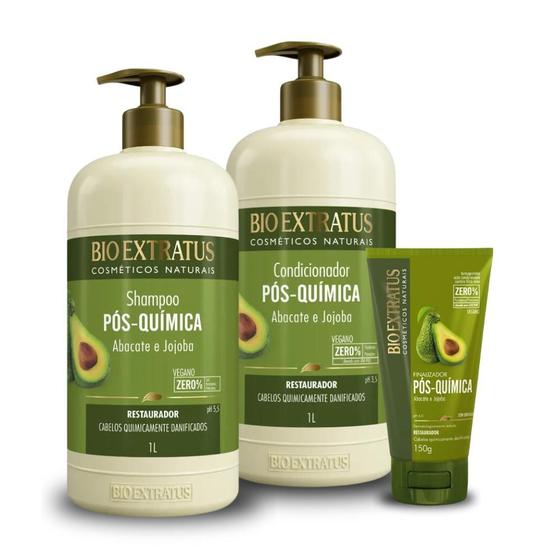 Imagem de Kit Bio Extratus Pós Quimica Shampoo Condicionador 1L Finalizador