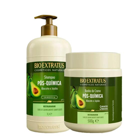 Imagem de Kit Bio Extratus Pós-Química Shampoo e Banho de Creme M (2 produtos)