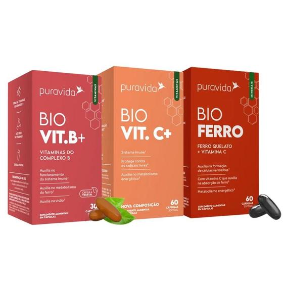 Imagem de Kit bio vit b+ bio lipossomal ( vit c+) e bio ferro - pura vida