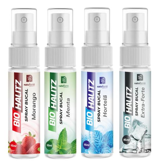 Imagem de Kit Biohalitz Spray Bucal Sabores 15 Ml 4unidades